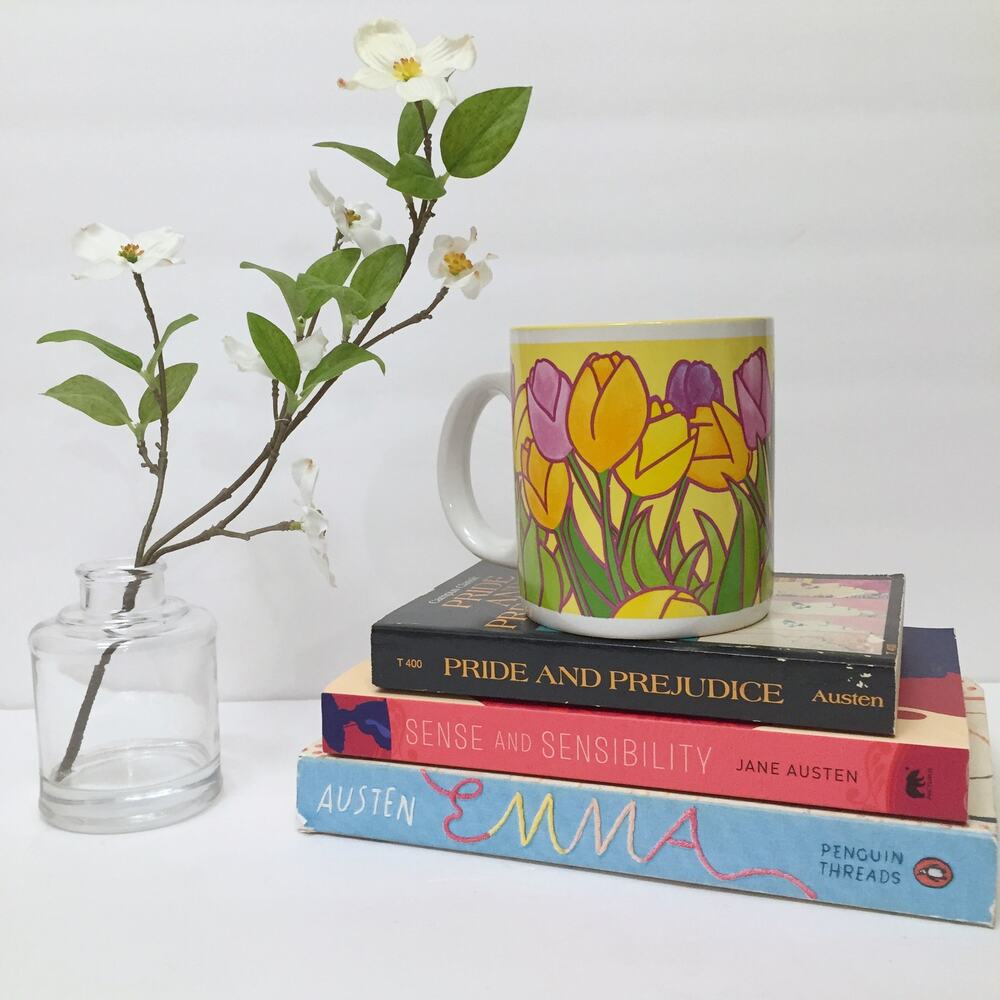 Vintage Bright Pastel Tulip Spring Easter Mug 1993